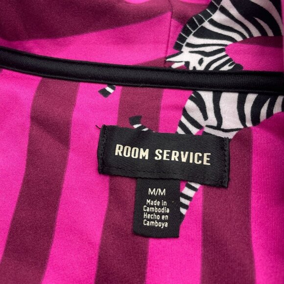 NEW Room Service Women's Size M Zebra Print Pajama Set Pink & Purple Polyester - Picture 7 of 10